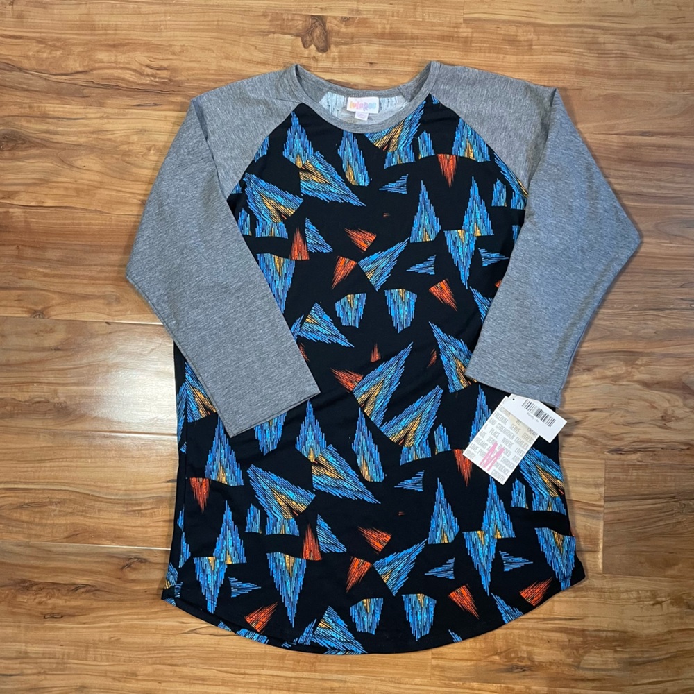 LuLaRoe M Randy Blue and Orange Long Sleeve Tee